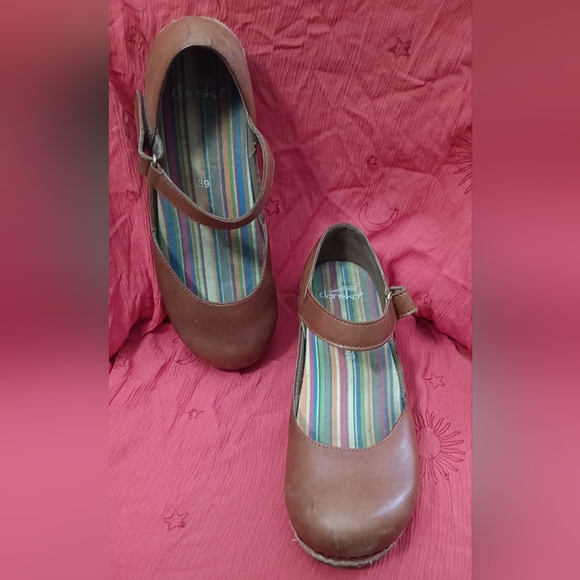 Dansko Jute brown leather mary jane espadrille velcro closures size 39/US 8.5 - Picture 1 of 7